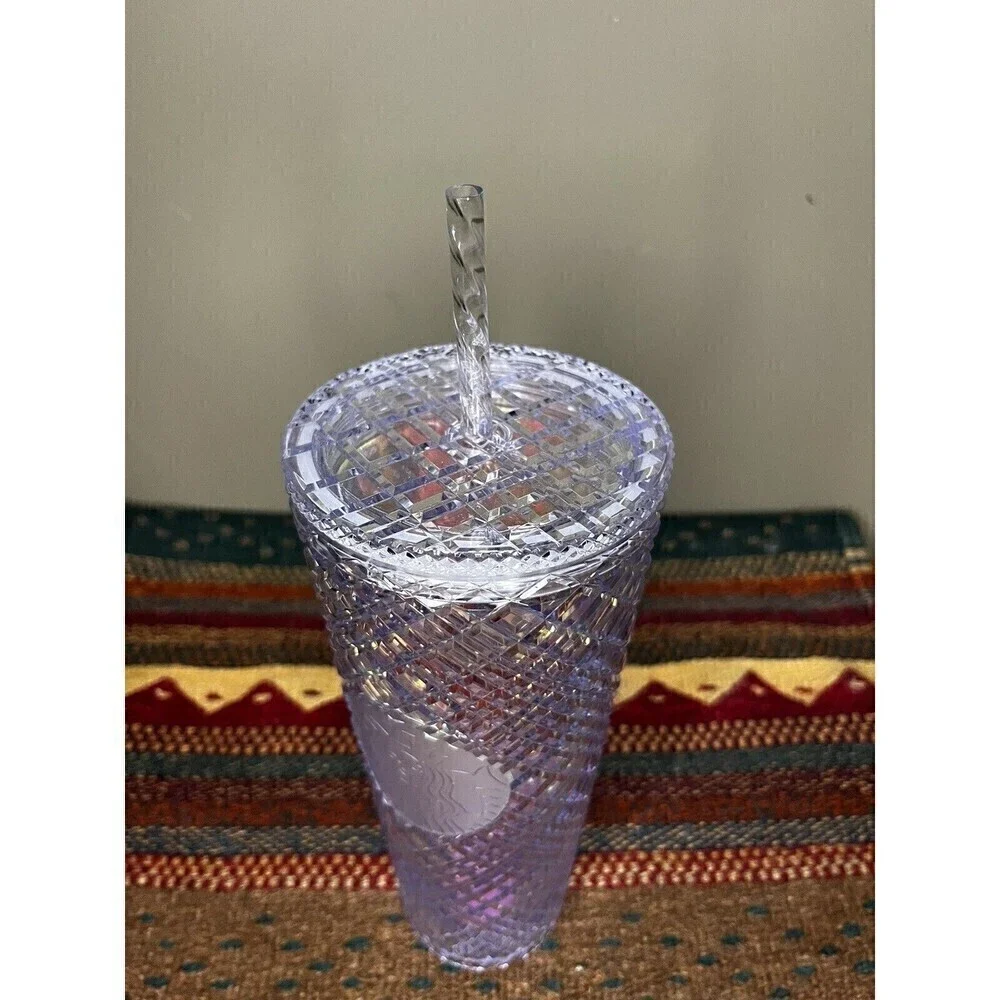 Starbucks Tumbler 2022 Holiday White Iridescent Jeweled Bling Venti 24oz Cup NWT